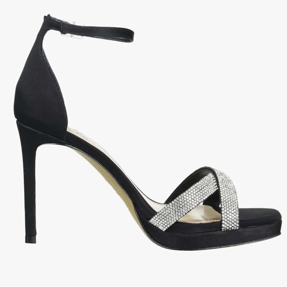 Vince Camuto Black Sandal with Silver Crystal Straps - Picture 5 of 8